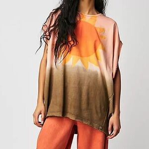 Free People We The Free Pink Sun Oversized T Shirt sz M